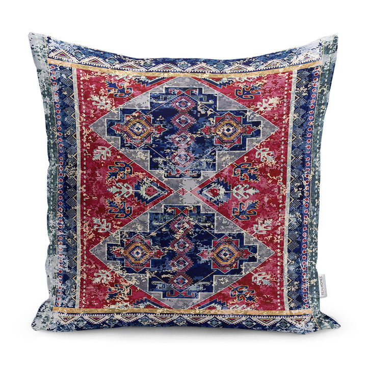 Kilim Pattern Pillow Cover|Rustic Anatolian Pillow Case|Rug Design Cushion Case|Ethnic Home Decor|Farmhouse Geometric Outdoor Pillowtop