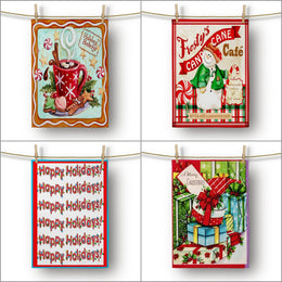 Christmas Kitchen Towel|Merry Xmas Dish Towel|Candy Cane and Snowman Dishcloth|Winter Trend Hand Towel|Housewarming Happy Holidays Xmas Gift