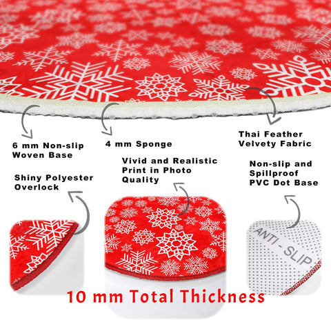 Winter Round Rug|Snowflake Non-Slip Rug|Snowflake Carpet|Christmas Circle Rug|Geometric Home Decor|Xmas Floor Carpet|Multi-Purpose Mat