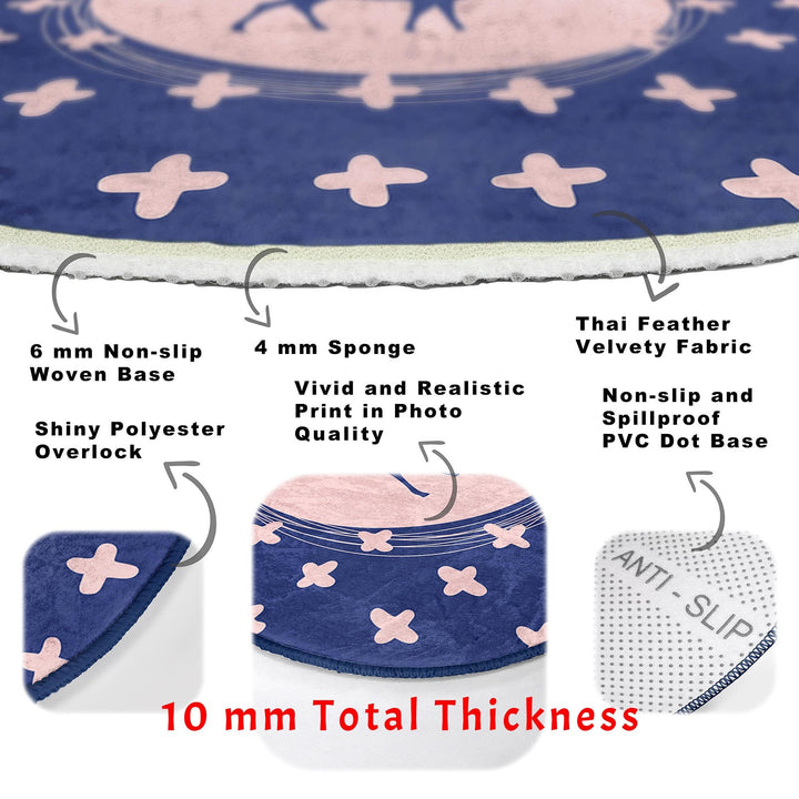 Christmas Round Rug|Winter Non-Slip Rug|Deer Circle Carpet|Abstract Decorative Xmas Rug|Tree Branch Decor|Xmas Deer Carpet|Multi-Purpose Mat