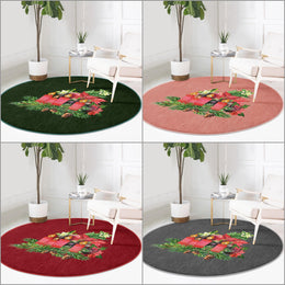 Christmas Round Rug|Candle Circle Carpet|Winter Non-Slip Rug|Pine Cone Xmas Rug|Pine Tree Needles|Floral Xmas Carpet|Multi-Purpose Mat