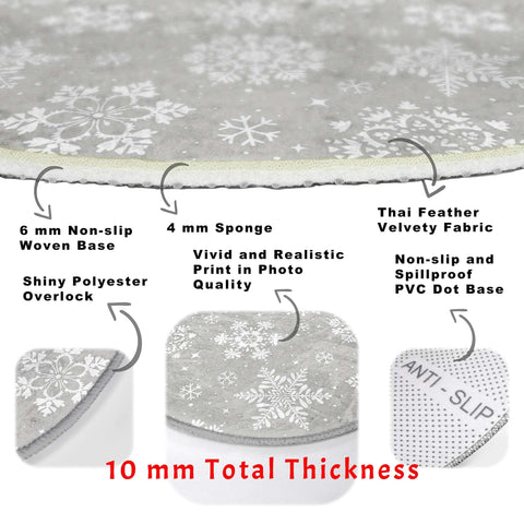 Winter Non-Slip Rug|Deer Circle Carpet|Snowflake Area Rug|Christmas Round Rug|Geometric Home Decor|White Deer Carpet|Multi-Purpose Mat