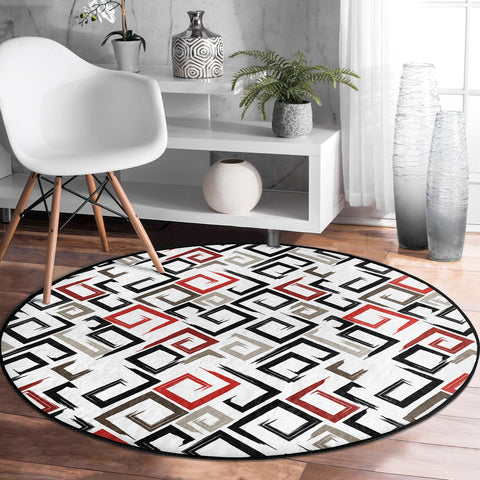 Labyrinth Round Rug|Non-Slip Round Carpet|Geometric Circle Rug|Abstract Area Rug|Labyrinth Home Decor|Decorative Multi-Purpose Mat