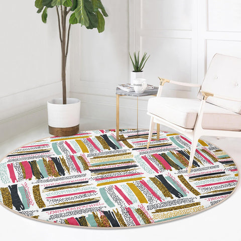 Abstract Round Rug|Non-Slip Round Carpet|Boho Circle Carpet|Abstract Area Rug|Colorful Home Decor|Decorative Farmhouse Multi-Purpose Mat