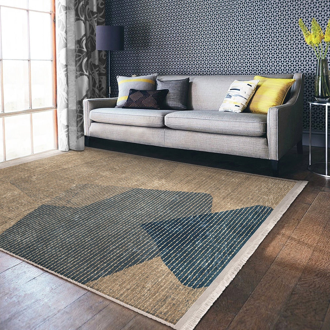 Abstract Area Rug|Boho Style Carpet|Machine-Washable Fringed Non-Slip Rug|Farmhouse Multi-Purpose Anti-Slip Carpet|Geometric Living Room Rug