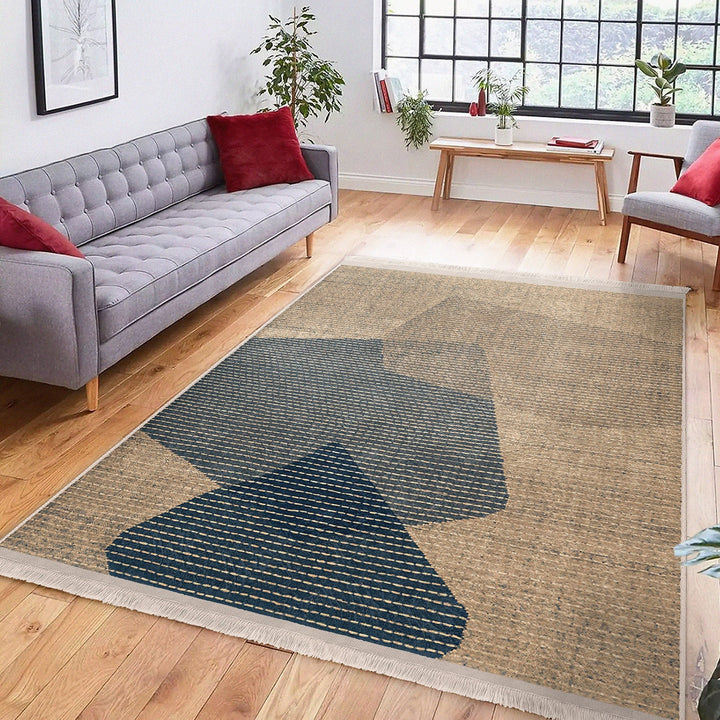 Abstract Area Rug|Boho Style Carpet|Machine-Washable Fringed Non-Slip Rug|Farmhouse Multi-Purpose Anti-Slip Carpet|Geometric Living Room Rug