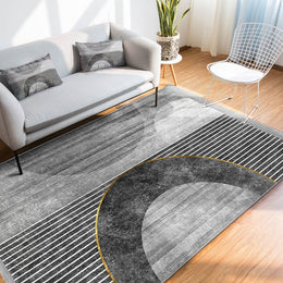 Gray Abstract Rug|Boho Area Carpet|Machine-Washable Fringed Non-Slip Rug|Geometric Living Room Rug|Modern Multi-Purpose Anti-Slip Carpet