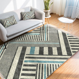 Geometric Area Rug|Boho Zigzag Carpet|Machine-Washable Fringed Non-Slip Rug|Abstract Multi-Purpose Anti-Slip Carpet|Stylish Living Room Rug