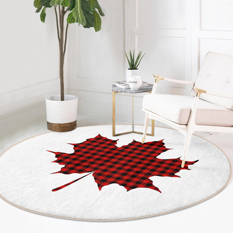 Winter Round Carpet|Christmas Bell Rug|Multi-Purpose Mat|Checkered Leaf Rug|Xmas Non-Slip Rug|Xmas Circle Carpet|Farmhouse Winter Decor