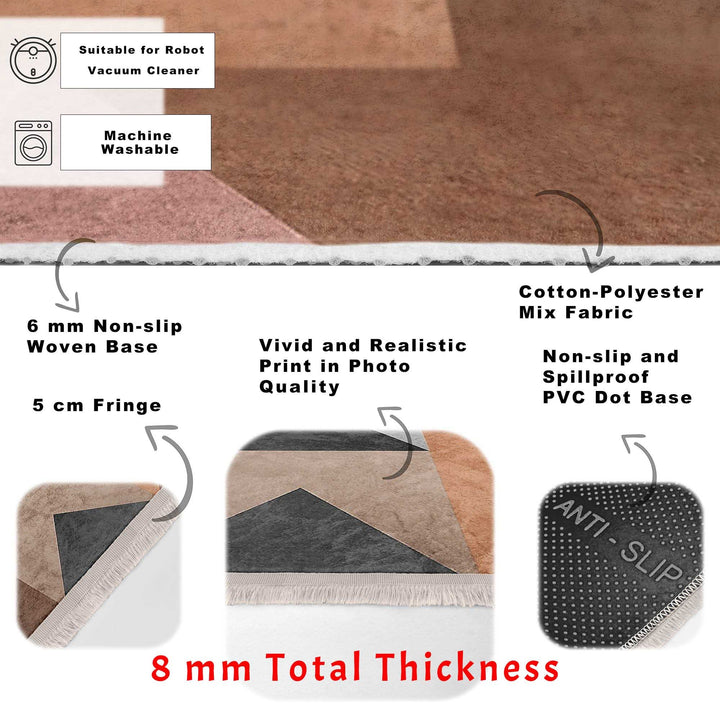 Geometric Area Rug|Abstract Home Decor|Machine-Washable Fringed Non-Slip Rug|Bohemian Multi-Purpose Anti-Slip Carpet|Decorative Area Rug