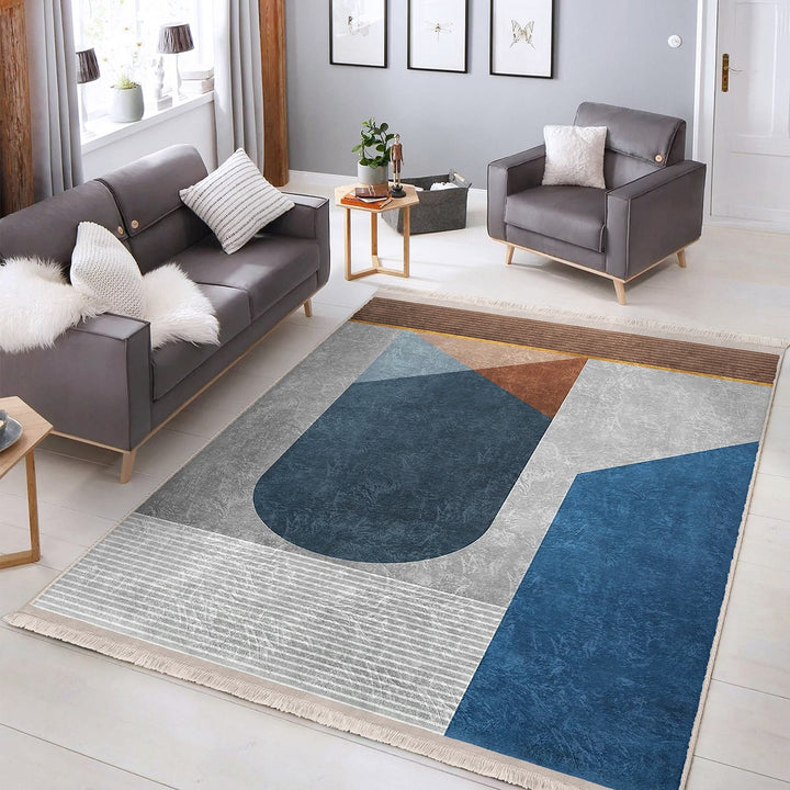 Abstract Area Rug|Boho Style Carpet|Machine-Washable Fringed Non-Slip Rug|Modern Stylish Multi-Purpose Anti-Slip Carpet|Abstract Home Decor