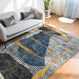 Abstract Area Rug|Stylish Carpet|Machine-Washable Fringed Non-Slip Mat|Farmhouse Multi-Purpose Anti-Slip Carpet|Decorative Living Room Rug