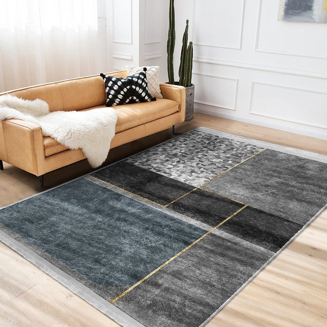 Abstract Area Rug|Bohemian Carpet|Machine-Washable Fringed Non-Slip Mat|Decorative Multi-Purpose Anti-Slip Carpet|Geometric Living Room Rug