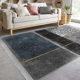 Abstract Area Rug|Bohemian Carpet|Machine-Washable Fringed Non-Slip Mat|Decorative Multi-Purpose Anti-Slip Carpet|Geometric Living Room Rug