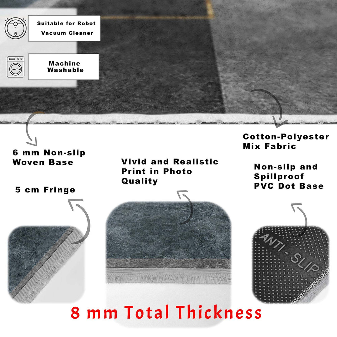 Abstract Area Rug|Bohemian Carpet|Machine-Washable Fringed Non-Slip Mat|Decorative Multi-Purpose Anti-Slip Carpet|Geometric Living Room Rug