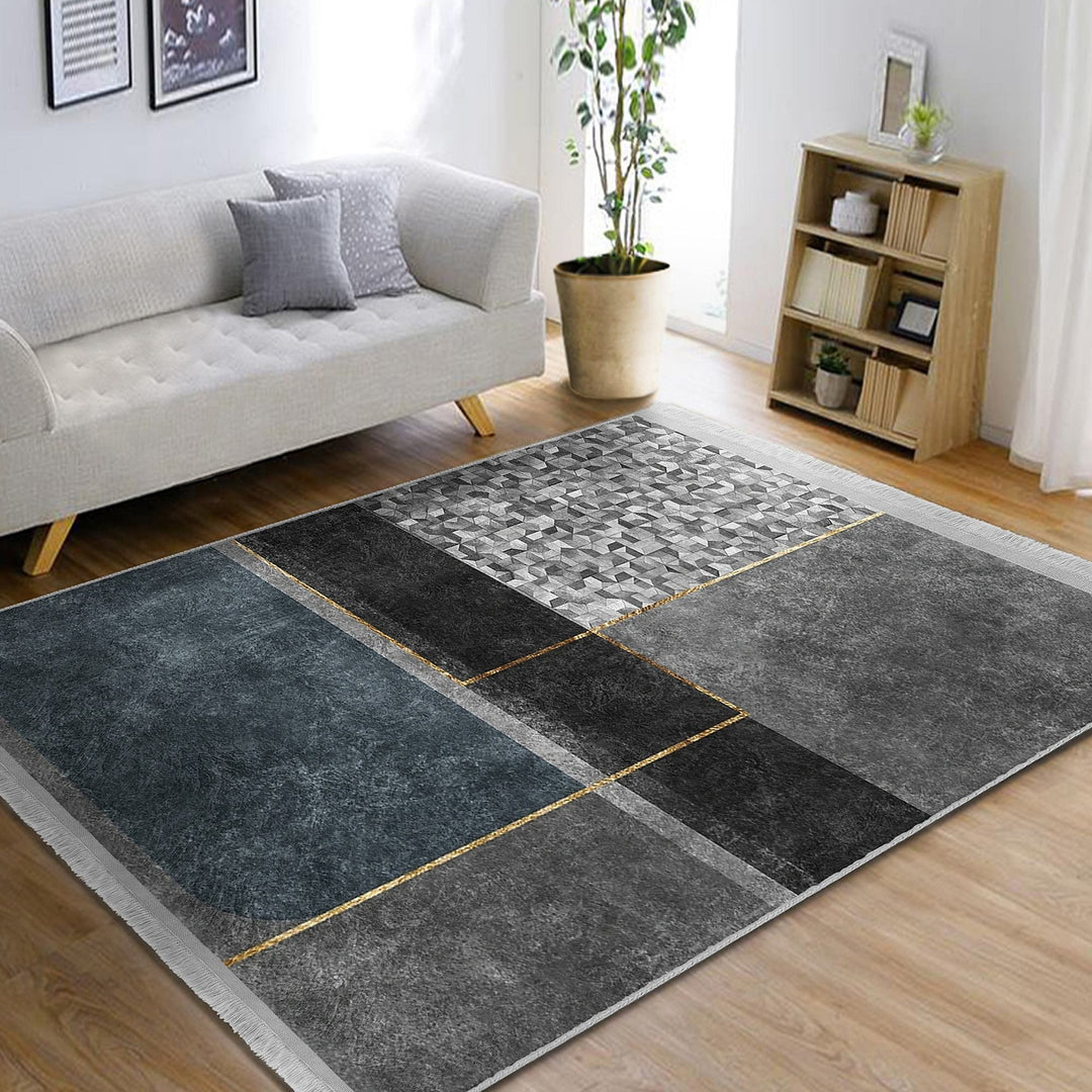 Abstract Area Rug|Bohemian Carpet|Machine-Washable Fringed Non-Slip Mat|Decorative Multi-Purpose Anti-Slip Carpet|Geometric Living Room Rug
