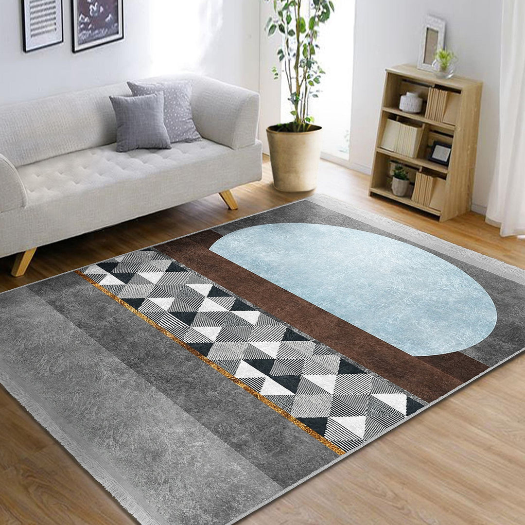 Geometric Area Rug|Bohemian Carpet|Machine-Washable Fringed Non-Slip Mat|Abstract Multi-Purpose Anti-Slip Carpet|Stylish Living Room Rug