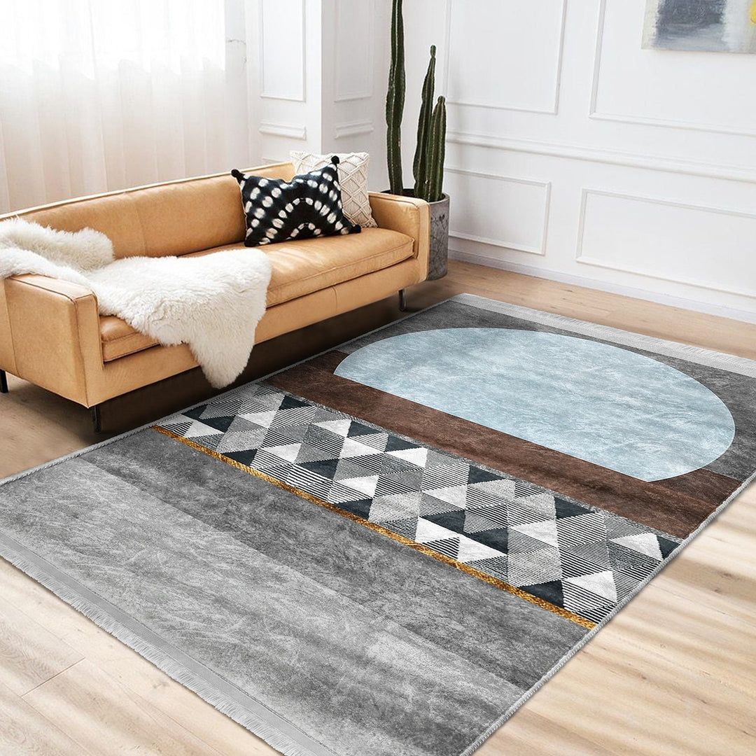 Geometric Area Rug|Bohemian Carpet|Machine-Washable Fringed Non-Slip Mat|Abstract Multi-Purpose Anti-Slip Carpet|Stylish Living Room Rug