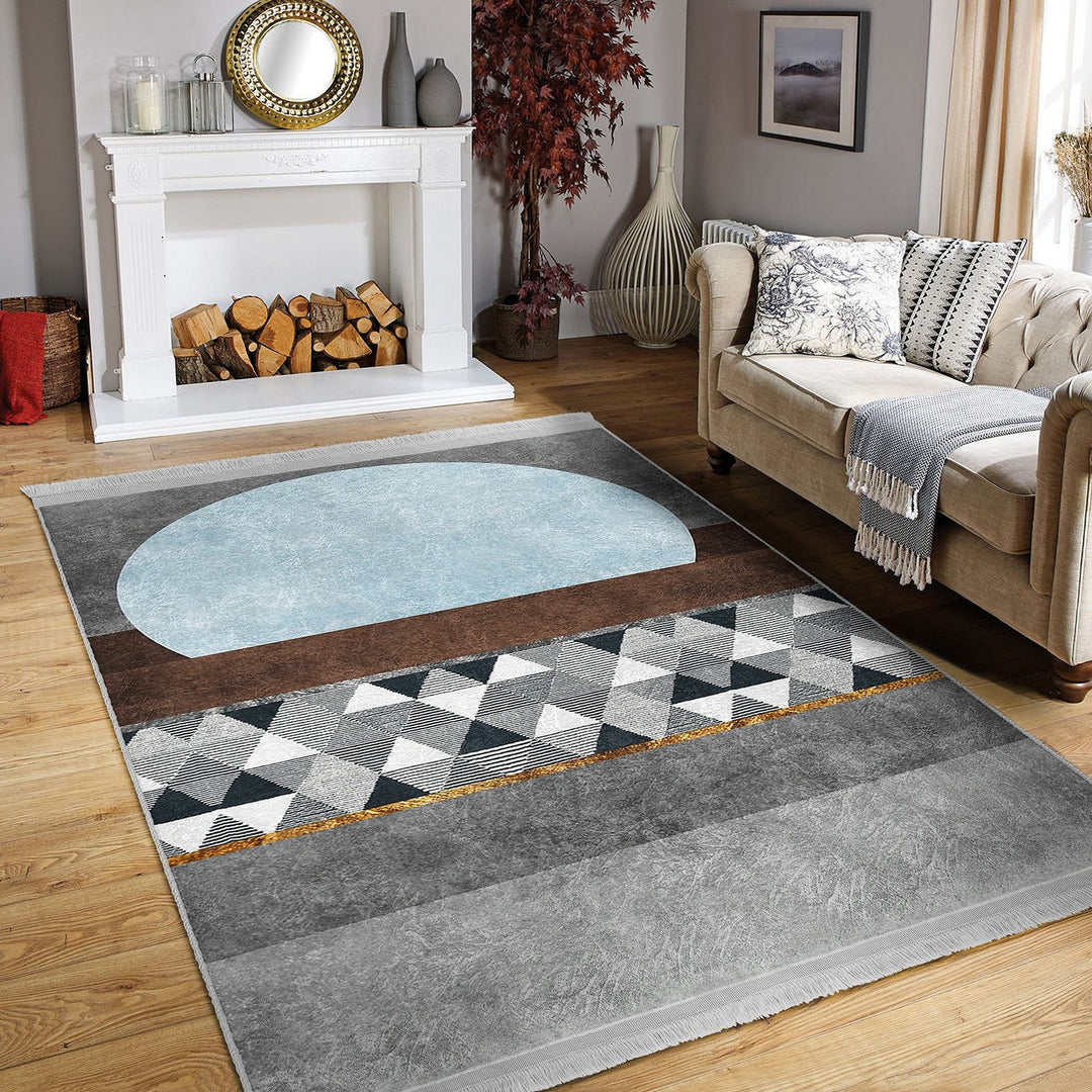 Geometric Area Rug|Bohemian Carpet|Machine-Washable Fringed Non-Slip Mat|Abstract Multi-Purpose Anti-Slip Carpet|Stylish Living Room Rug