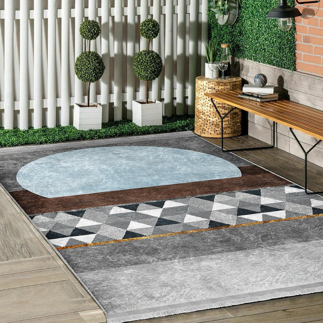 Geometric Area Rug|Bohemian Carpet|Machine-Washable Fringed Non-Slip Mat|Abstract Multi-Purpose Anti-Slip Carpet|Stylish Living Room Rug