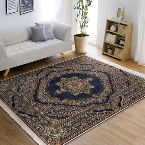 Ottoman Style Rug|Worn Looking Farmhouse Carpet|Machine-Washable Fringed Non-Slip Rug|Ethnic Multi-Purpose Anti-Slip Rustic Geometric Carpet