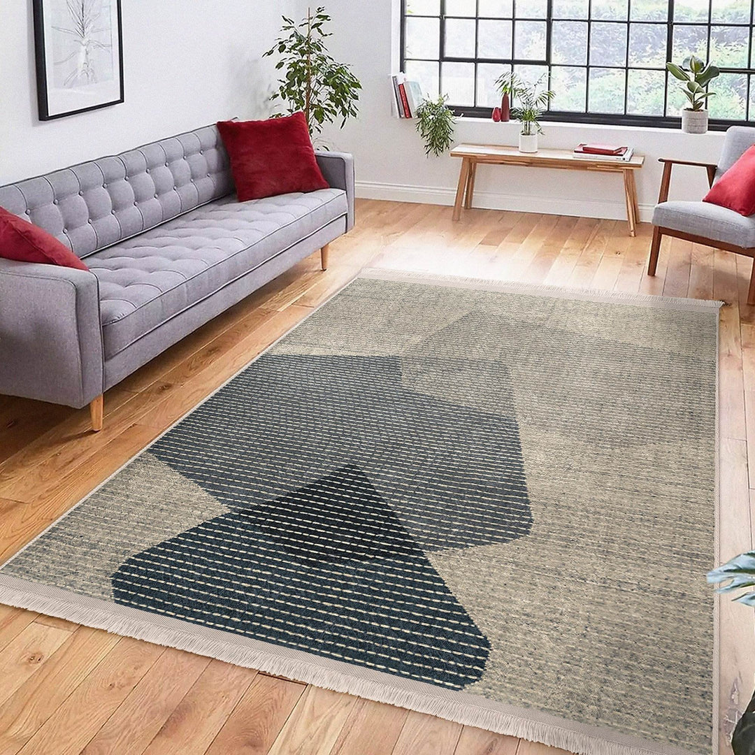 Abstract Area Carpet|Farmhouse Style Rug|Striped Design Rug|Machine-Washable Fringed Non-Slip Mat|Multi-Purpose Anti-Slip Modern Carpet
