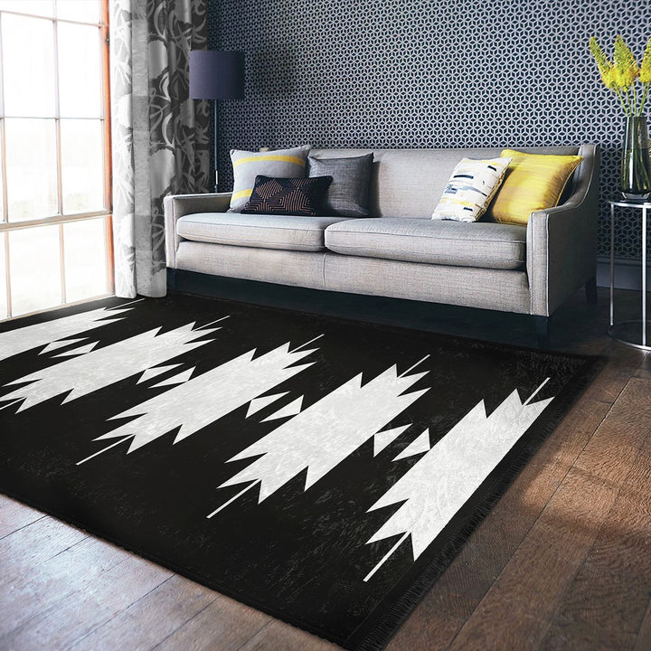 Rug Design Carpet|Southwestern Decor|Rustic Pattern Machine-Washable Non-Slip Rug|Aztec Fringed Anti-Slip Floor Mat|Ethnic Geometric Carpet