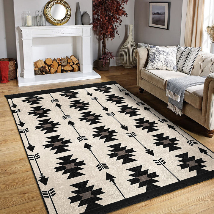 Rug Design Carpet|Farmhouse Southwestern Rug|Rustic Pattern Machine-Washable Non-Slip Mat|Aztec Fringed Anti-Slip Floor Mat|Ethnic Carpet