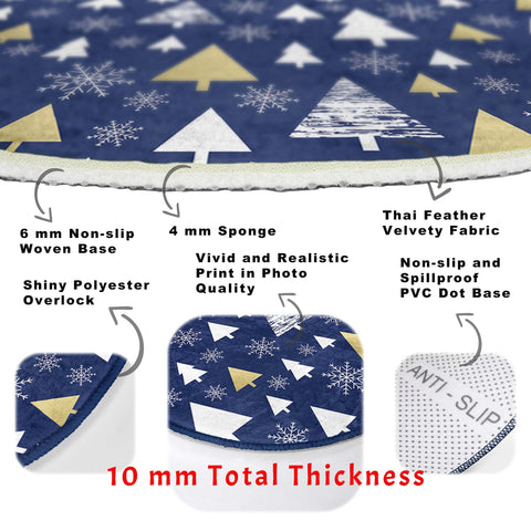 Winter Round Rug|Christmas Rug|Multi-Purpose Mat|Pine Tree Carpet|Xmas Non-Slip Rug|Xmas Circle Carpet|Geometric Decor|Farmhouse Area Mat