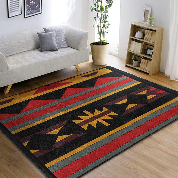 Rug Design Carpet|Ethnic Geometric Rug|Southwestern Carpet|Terracotta Aztec Fringed Floor Covering Rug|Machine-Washable Non-Slip Carpet