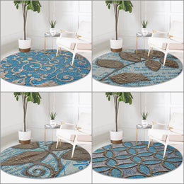 Abstract Round Rug|Non-Slip Round Carpet|Geometric Circle Carpet|Boho Area Rug|Farmhouse Home Decor|Modern Decorative Multi-Purpose Carpet