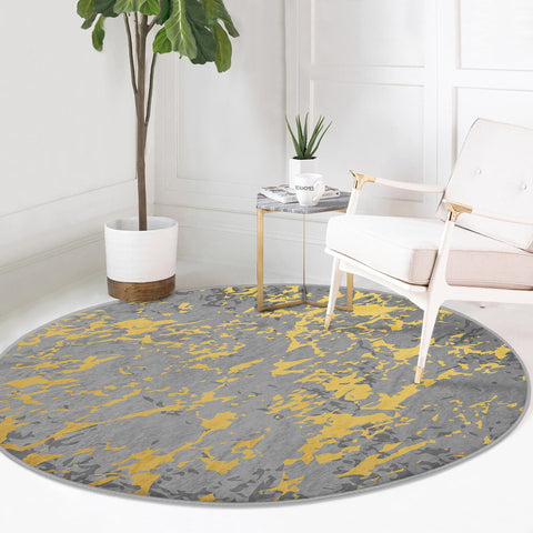 Marble Round Rug|Non-Slip Round Carpet|Marble Circle Carpet|Abstract Area Rug|Boho Home Decor|Decorative Abstract Pattern Multi-Purpose Mat