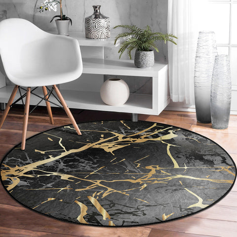 Marble Round Rug|Non-Slip Round Carpet|Marble Circle Carpet|Abstract Area Rug|Boho Home Decor|Decorative Abstract Pattern Multi-Purpose Mat