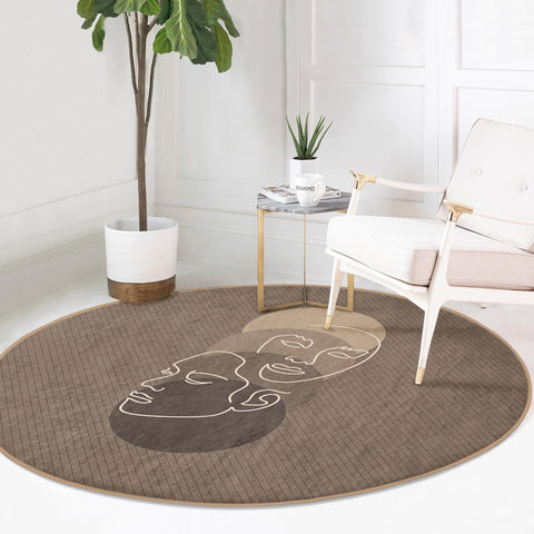 Onedraw Round Rug|Non-Slip Round Carpet|Onedraw Circle Rug|Abstract Area Rug|Abstract Woman Face Home Decor|Decorative Multi-Purpose Mat