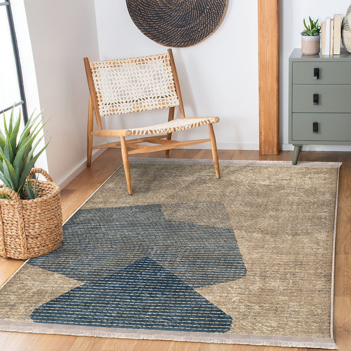 Abstract Area Rug|Boho Style Carpet|Machine-Washable Fringed Non-Slip Rug|Farmhouse Multi-Purpose Anti-Slip Carpet|Geometric Living Room Rug