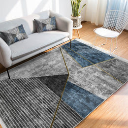 Abstract Gray Rug|Geometric Carpet|Machine-Washable Fringed Non-Slip Rug|Farmhouse Multi-Purpose Anti-Slip Carpet|Boho Style Living Room Rug