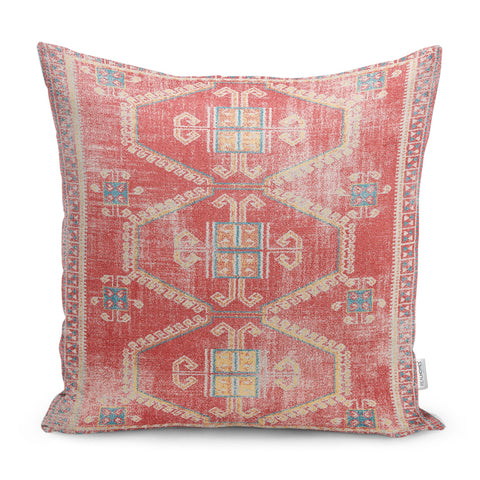 Kilim Pattern Pillow Case|Farmhouse Style Vintage Ottoman Throw Pillowtop|Worn Looking Cushion Case|Faded Pillow Cover|Antique Home Decor