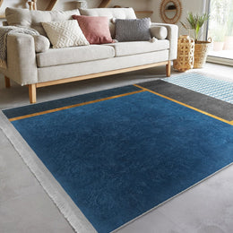 Geometric Area Rug|Abstract Living Room Rug|Boho Style Carpet|Machine-Washable Fringed Non-Slip Rug|Stylish Multi-Purpose Anti-Slip Carpet