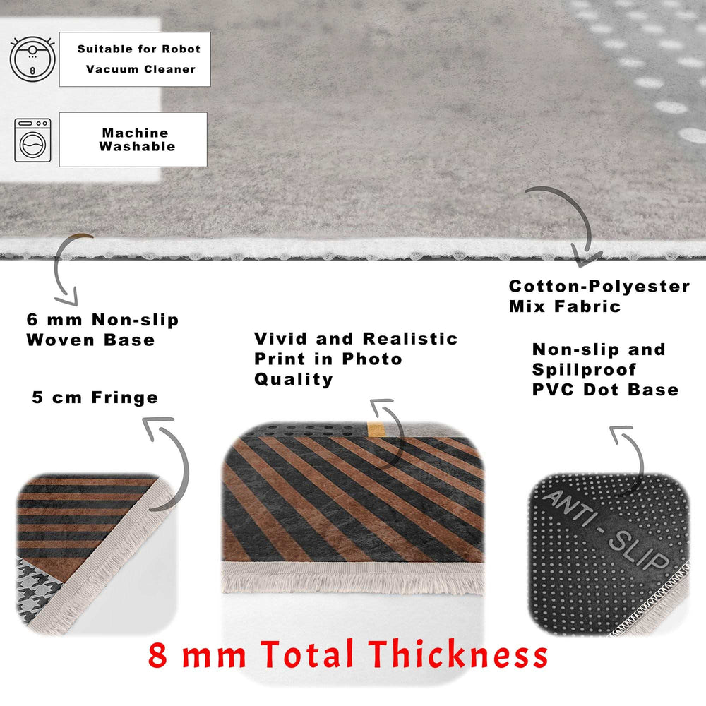 Geometric Area Rug|Boho Style Carpet|Machine-Washable Fringed Non-Slip Rug|Abstract Multi-Purpose Anti-Slip Carpet|Modern Living Room Rug