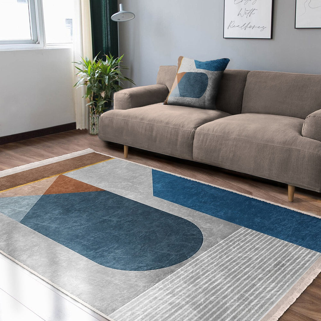Abstract Area Rug|Boho Style Carpet|Machine-Washable Fringed Non-Slip Rug|Modern Stylish Multi-Purpose Anti-Slip Carpet|Abstract Home Decor