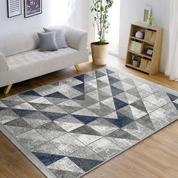 Triangle Pattern Rug|Abstract Geometric Carpet|Machine-Washable Fringed Non-Slip Rug|Multi-Purpose Anti-Slip Carpet|Living Room Area Rug