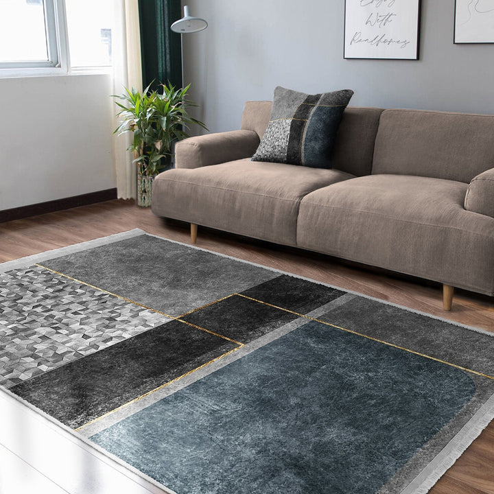 Abstract Area Rug|Bohemian Carpet|Machine-Washable Fringed Non-Slip Mat|Decorative Multi-Purpose Anti-Slip Carpet|Geometric Living Room Rug