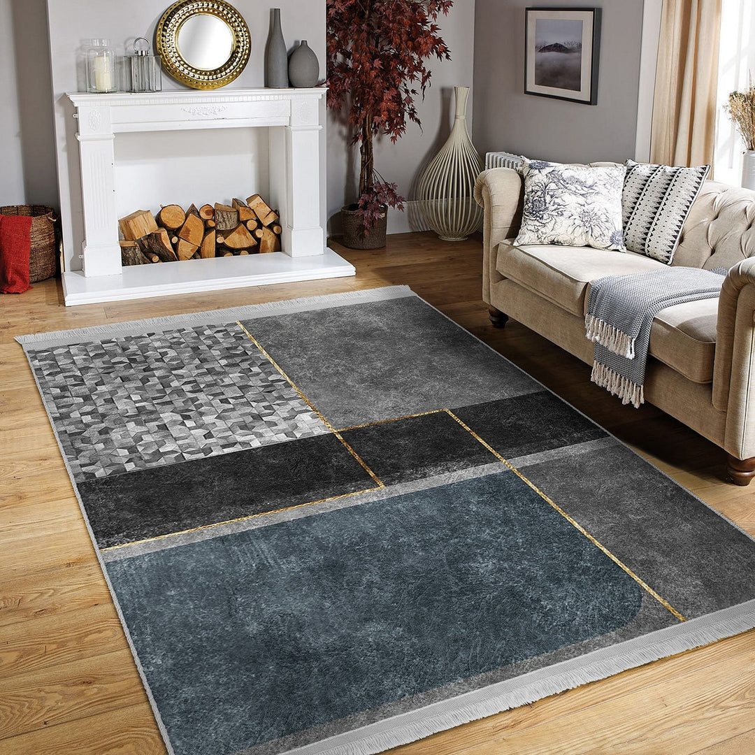 Abstract Area Rug|Bohemian Carpet|Machine-Washable Fringed Non-Slip Mat|Decorative Multi-Purpose Anti-Slip Carpet|Geometric Living Room Rug