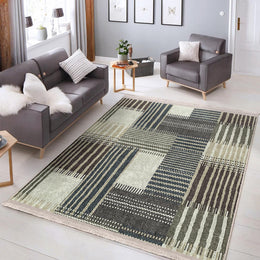 Abstract Area Rug|Boho Style Carpet|Machine-Washable Fringed Non-Slip Rug|Striped Multi-Purpose Anti-Slip Mat|Geometric Living Room Rug