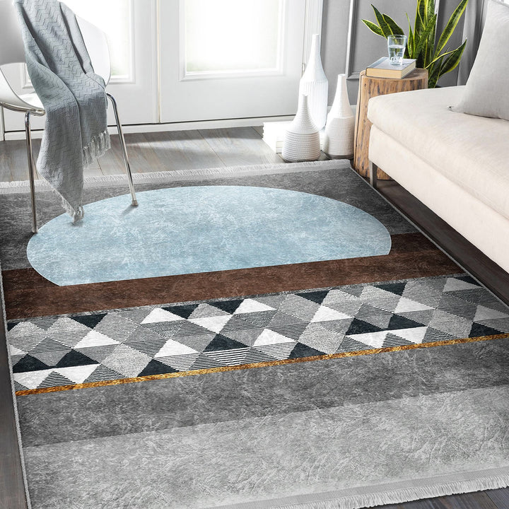 Geometric Area Rug|Bohemian Carpet|Machine-Washable Fringed Non-Slip Mat|Abstract Multi-Purpose Anti-Slip Carpet|Stylish Living Room Rug