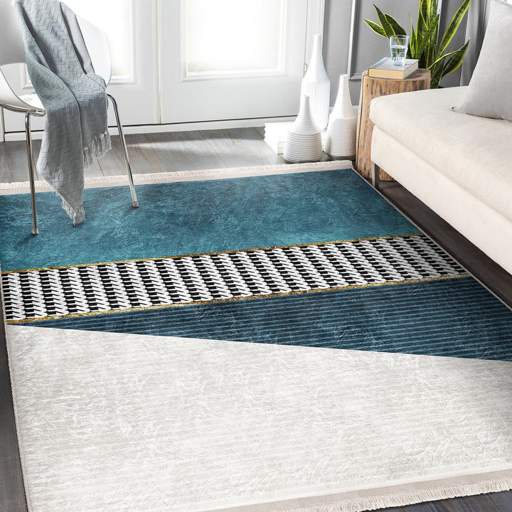 Abstract Area Rug|Bohemian Carpet|Machine-Washable Fringed Non-Slip Mat|Stylish Multi-Purpose Anti-Slip Carpet|Decorative Living Room Rug