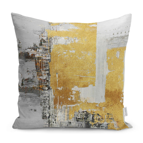 Abstract Pillow Case|Gray Yellow Cushion|Farmhouse Pillowtop|Decorative Housewarming Pillow|Outdoor Throw Pillowcase|Bedding Cushion Cover