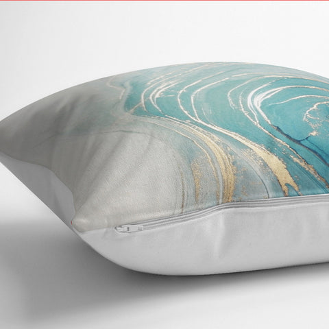 Abstract Pillow Case|Turquoise Cushion Case|Farmhouse Pillowtop|Decorative Housewarming Pillow|Throw Pillowcase|Boho Bedding Cushion Cover