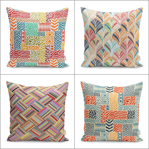 Abstract Pillow Case|Colorful Cushion|Farmhouse Pillowtop|Decorative Housewarming Pillow|Outdoor Throw Pillowcase|Boho Bedding Cushion Cover
