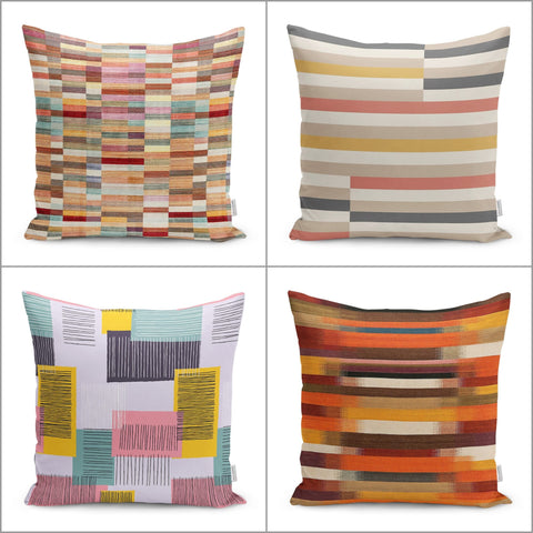 Abstract Pillow Case|Geometric Cushion|Colorful Pillowtop|Outdoor Throw Pillowcase|Decorative Housewarming Pillow|Boho Stylish Cushion Cover